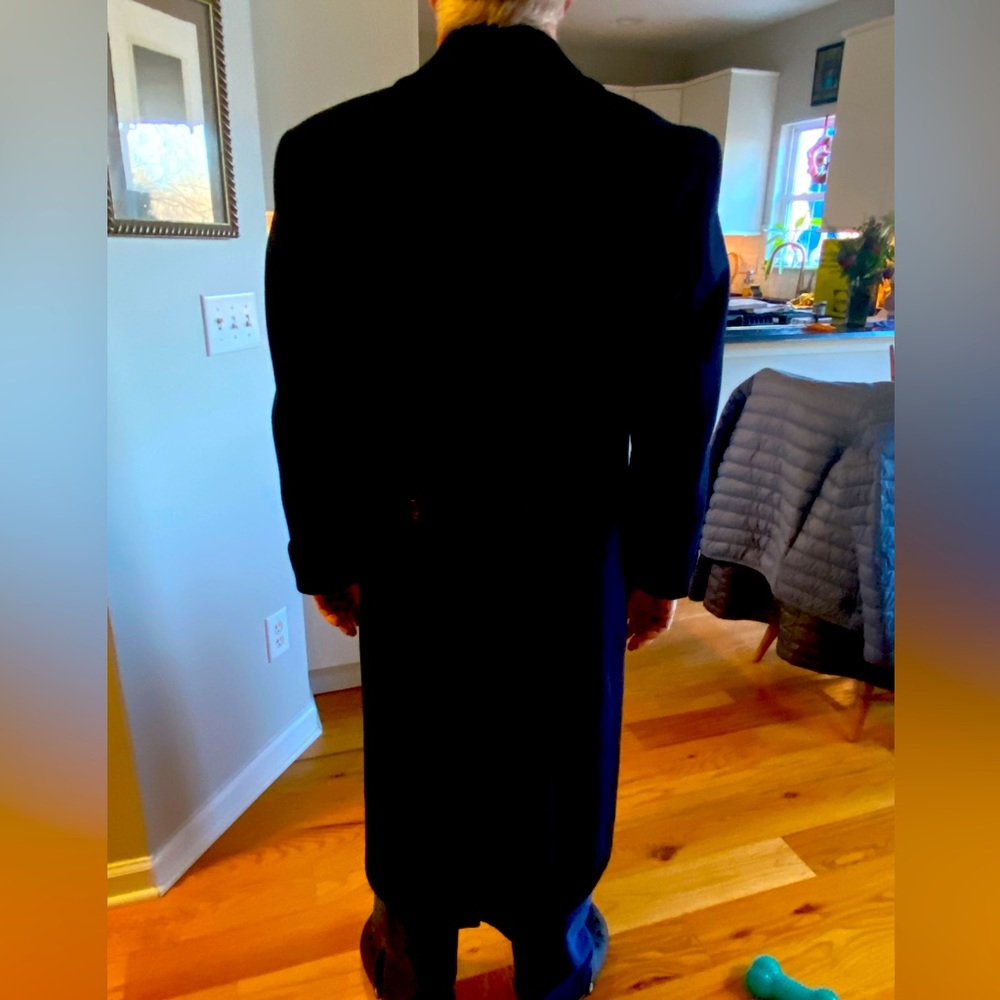 Vintage Men’s 100% Virgin Wool Double Breasted Dress Coat, size 42/44,navy/black